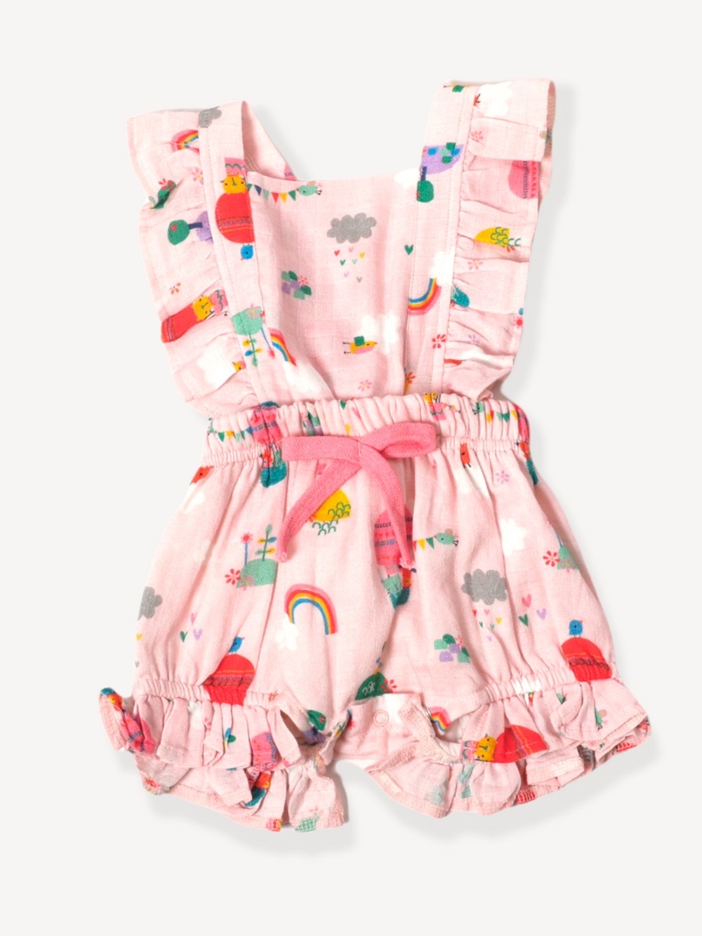 Viverano Fly Away Balloon Ruffle & Tie Back Romper (Organic Muslin) 3-6 Months